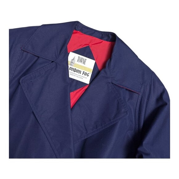 LONDON FOG TOWNE Vintage 90s Retro Blue Business Casual Trench Coat Womens 8 - Picture 4 of 7